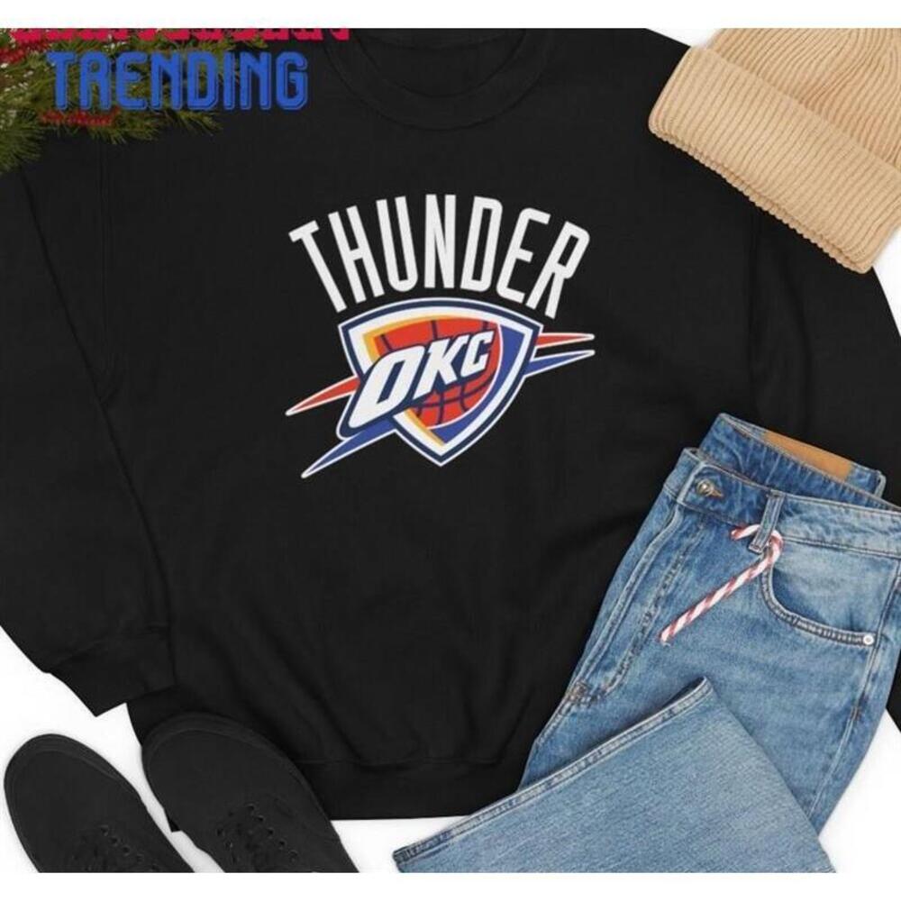 Oklahoma City Thunder Nba Basketball Crewneck Classic Tshirt - Picture 1 of 4